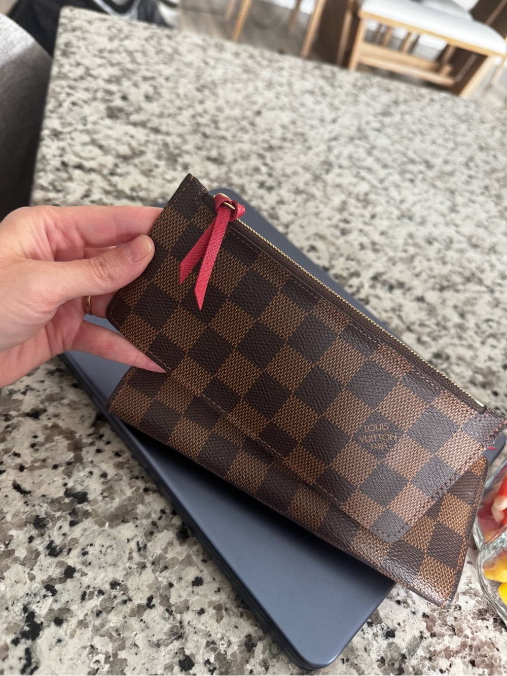 Louis Vuitton Sarah Wallet Damier Ebene Brown & Red - Picture 7 of 7